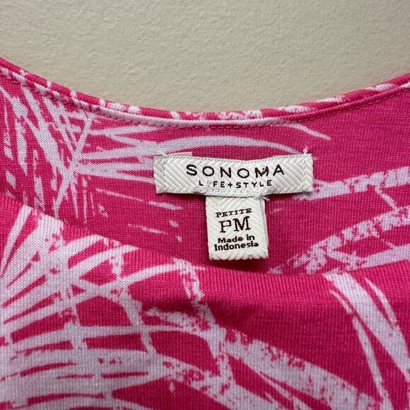 Sonoma Vacation Pink White Palm Tree Maxi Dress Size Medium Euro Summer Sabrina - Picture 3 of 10